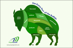 Cost-effective content marketing programs "use every part of the buffalo" to feed the "content beast".