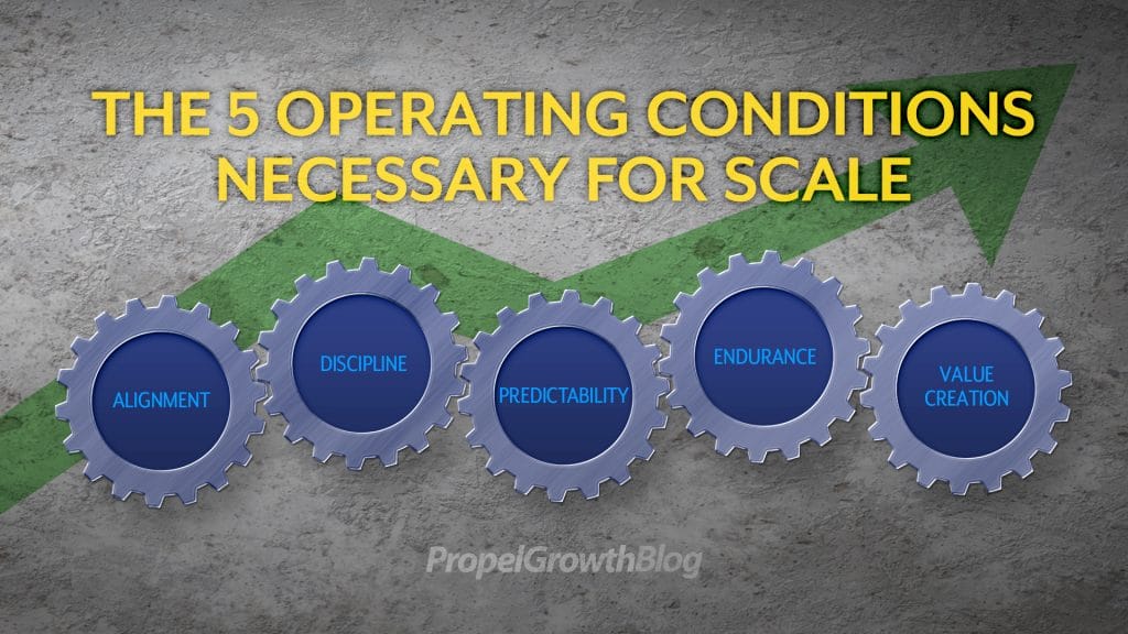 The 5 operating conditions necessary for scale - alignment, discipline, predictability, endurance, value creation