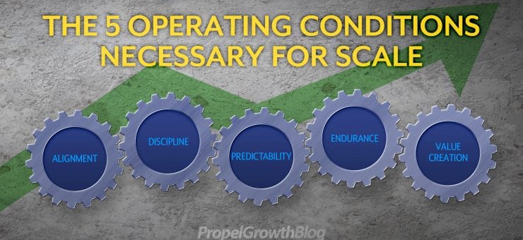 The 5 operating conditions necessary for scale - alignment, discipline, predictability, endurance, value creation